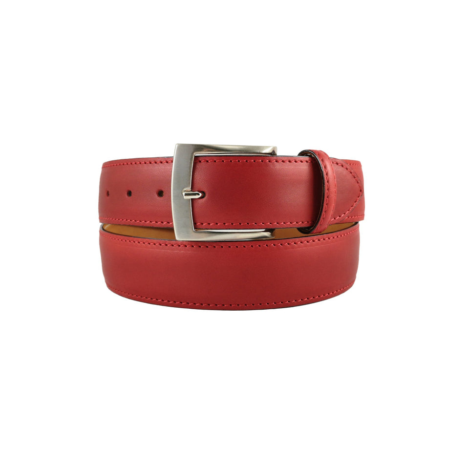 curea rosie piele naturala cu catarama metalica