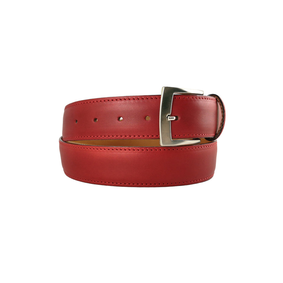 curea rosie piele naturala cu catarama metalica