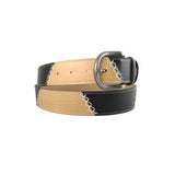 curea piele negru bej vedere stanga