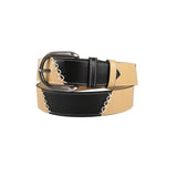 curea piele negru bej vedere dreapta