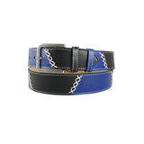 curea piele albastru negru catarama metalica vedere dreapta