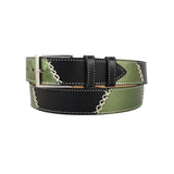 curea unisex din piele neagra si verde metalizat vedere din dreapta