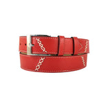 curea rosie unisex subtire din piele naturala vedere din dreapta