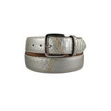 curea unisex argintie piele de sarpe vedere frontala