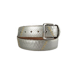 curea unisex argintie piele de sarpe vedere din stanga