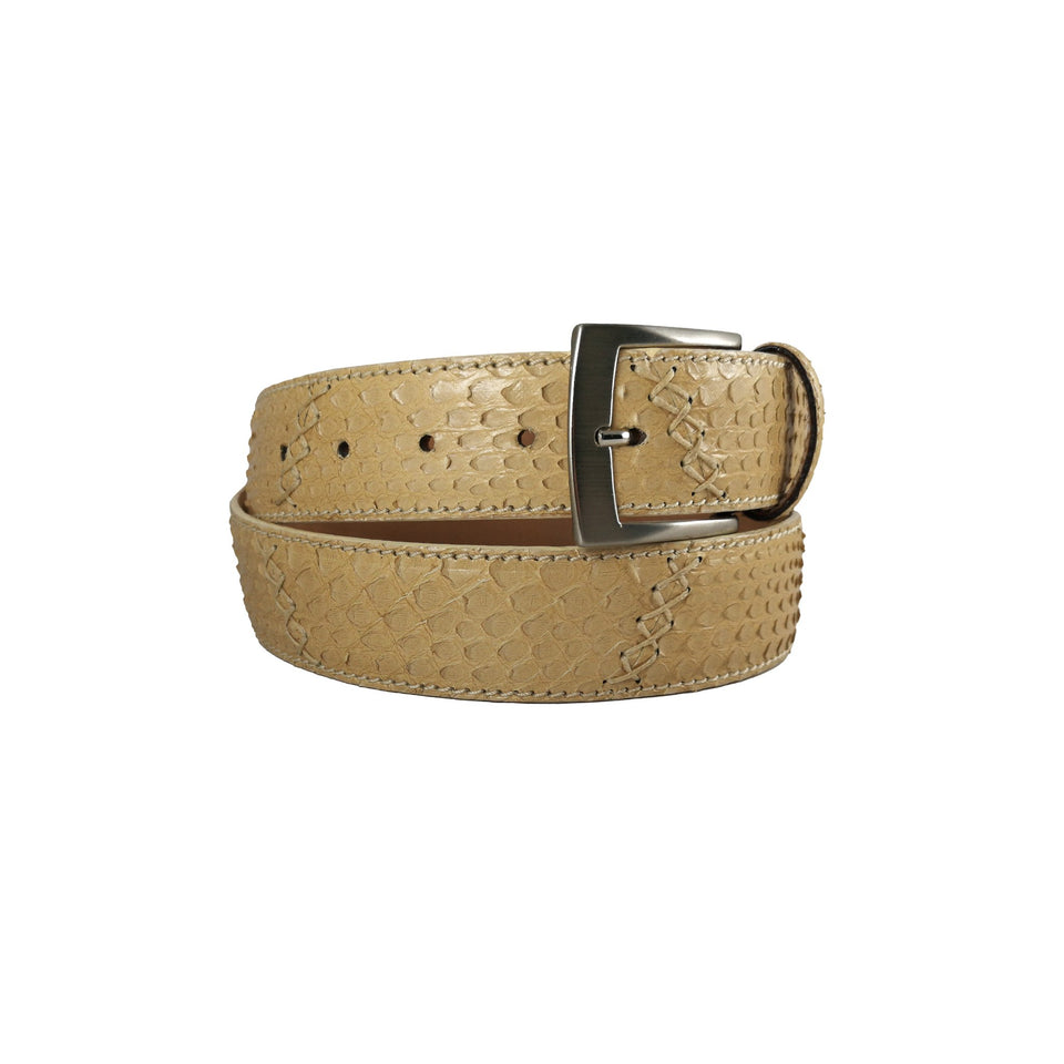 curea unisex maro deschis piele de sarpe vedere laterala