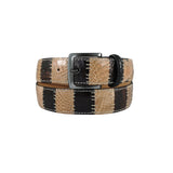 curea unisex piele de crocodil negru si maro vedere frontala