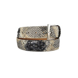 curea unisex piele de sarpe bej gri albastru vedere din stanga