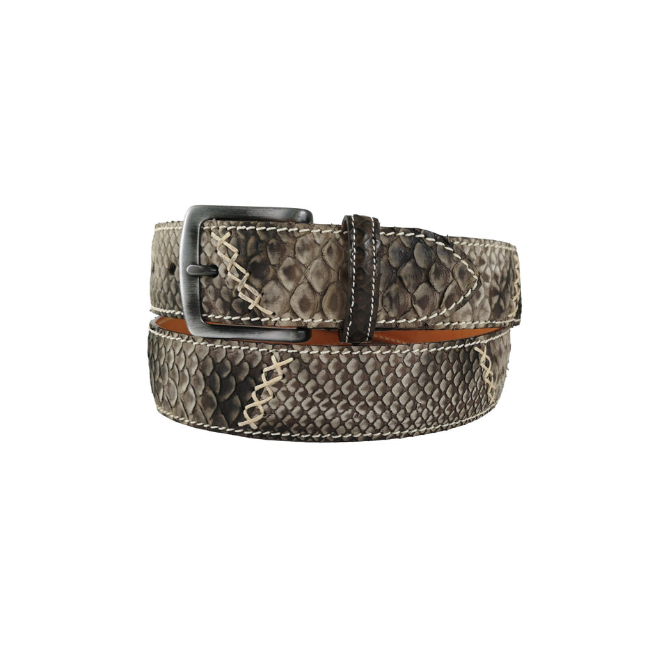 curea unisex gri maro piele de sarpe piton vedere din dreapta