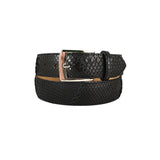 curea unisex neagra piele de sarpe piton vedere din fata