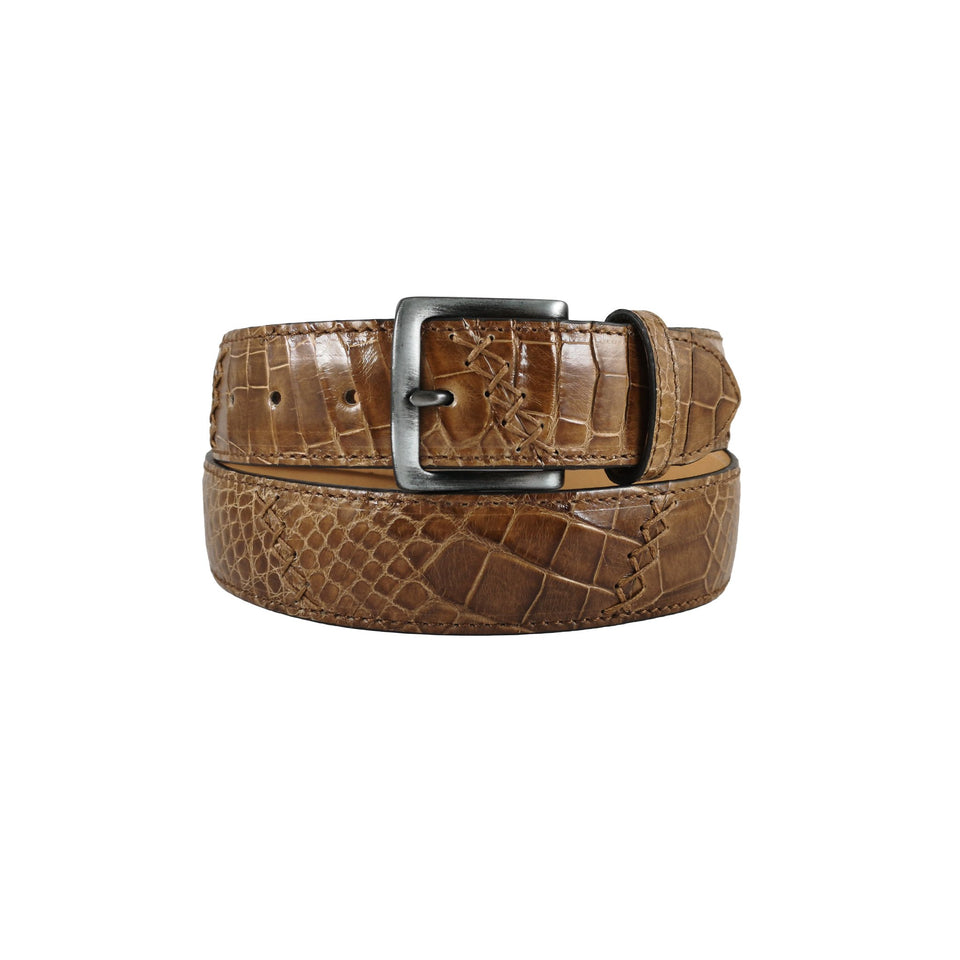 curea unisex femei barbati piele de crocodil maro