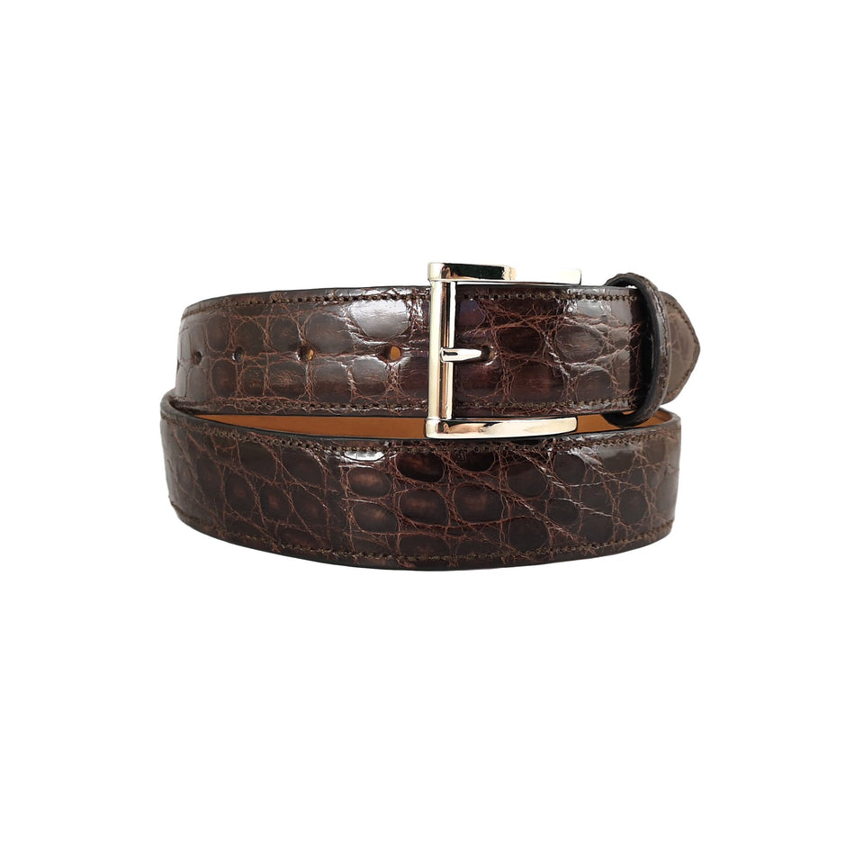 Curea Unisex din Piele de Crocodil, 100-115 cm, Maro - Ambrant