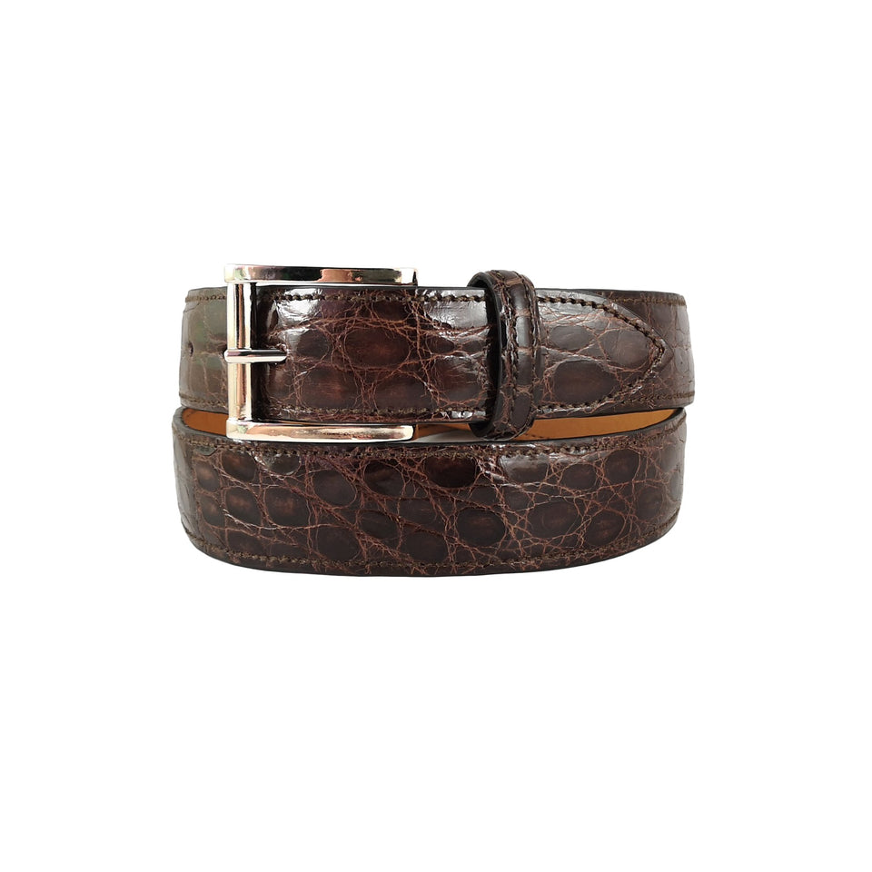 Curea Unisex din Piele de Crocodil, 100-115 cm, Maro - Ambrant