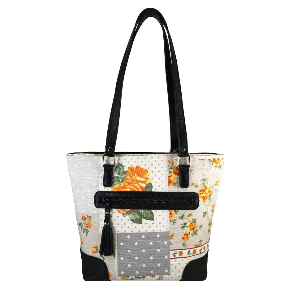 Geanta de Dama din Material Textil si Piele Naturala, Model 1 - Ambrant