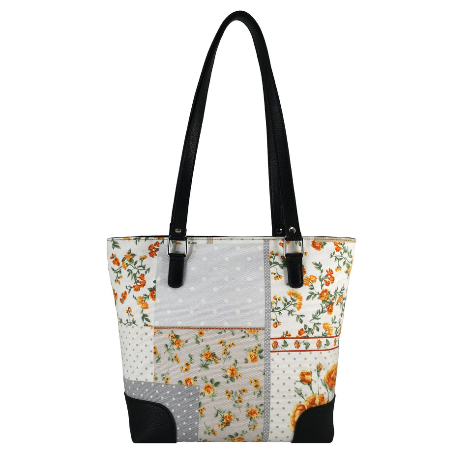 Geanta de Dama din Material Textil si Piele Naturala, Model 1 - Ambrant