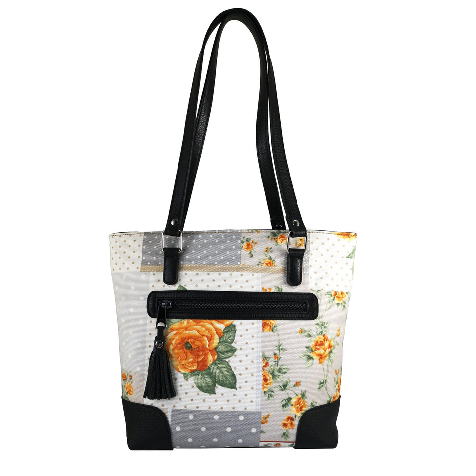 Geanta de Dama din Material Textil si Piele Naturala, Model 2 - Ambrant