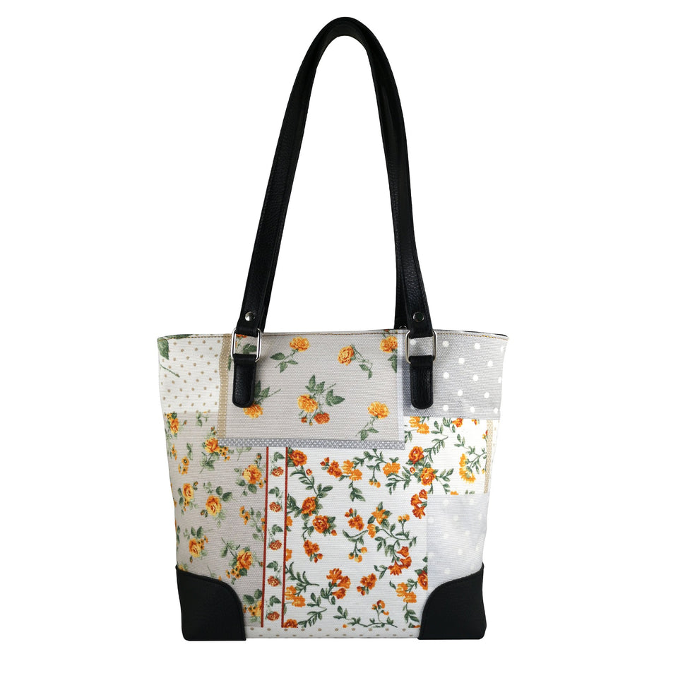 Geanta de Dama din Material Textil si Piele Naturala, Model 3 - Ambrant