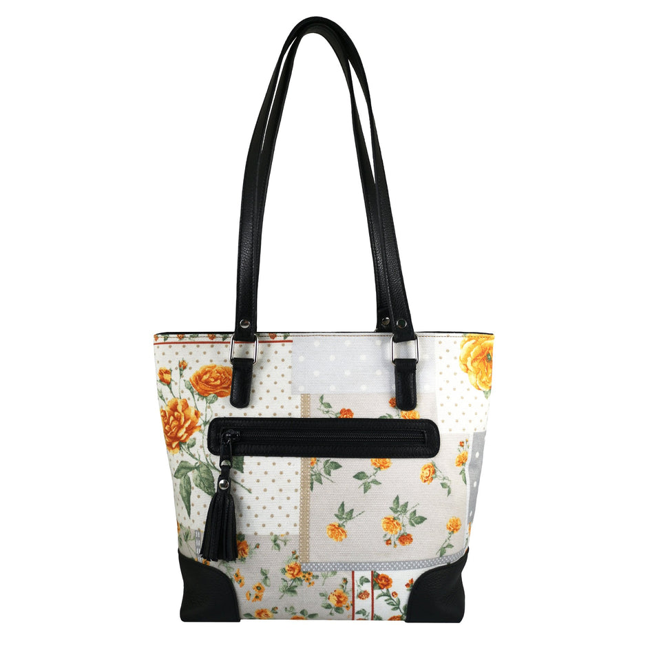 Geanta de Dama din Material Textil si Piele Naturala, Model 4 - Ambrant