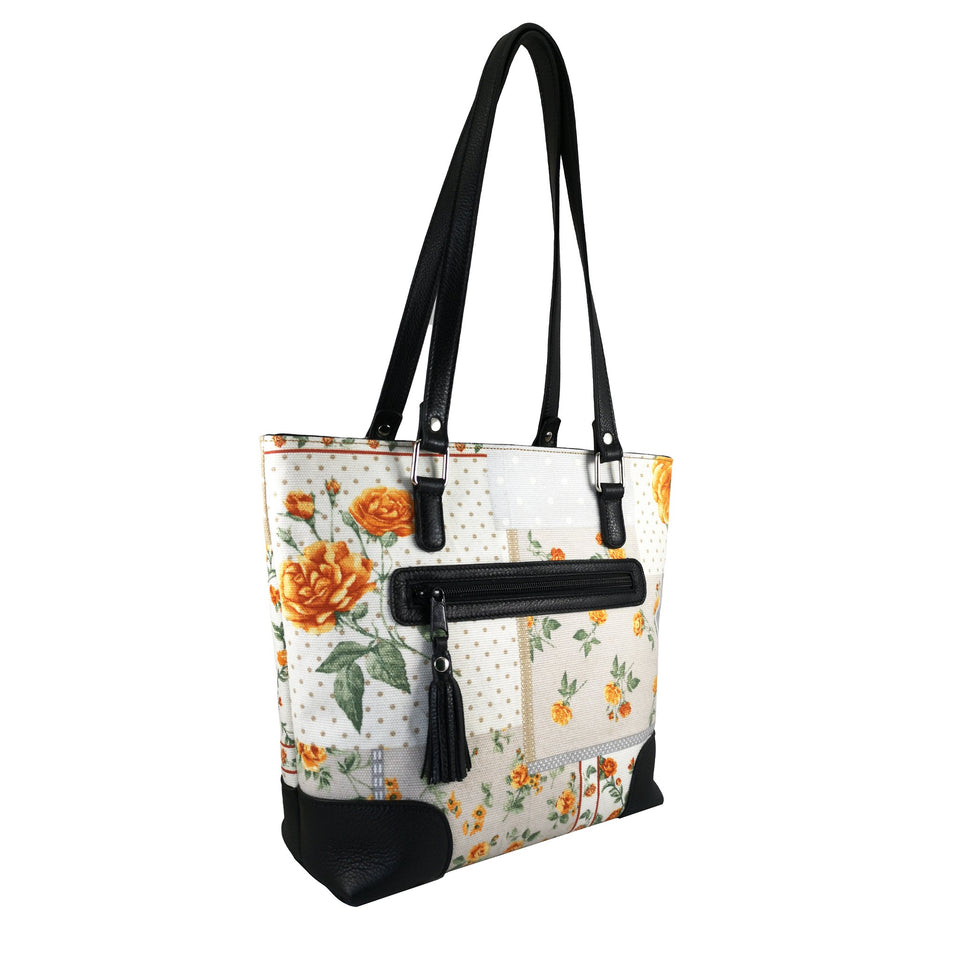 Geanta de Dama din Material Textil si Piele Naturala, Model 4 - Ambrant