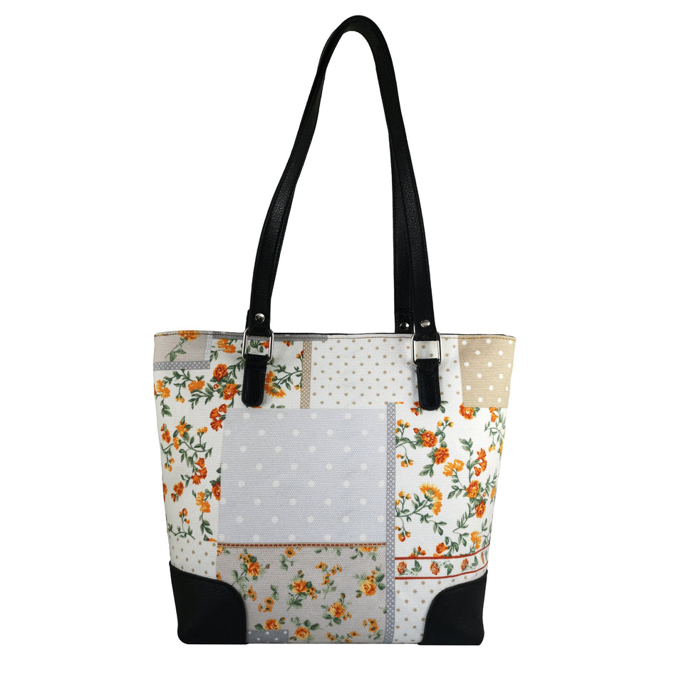 Geanta de Dama din Material Textil si Piele Naturala, Model 4 - Ambrant