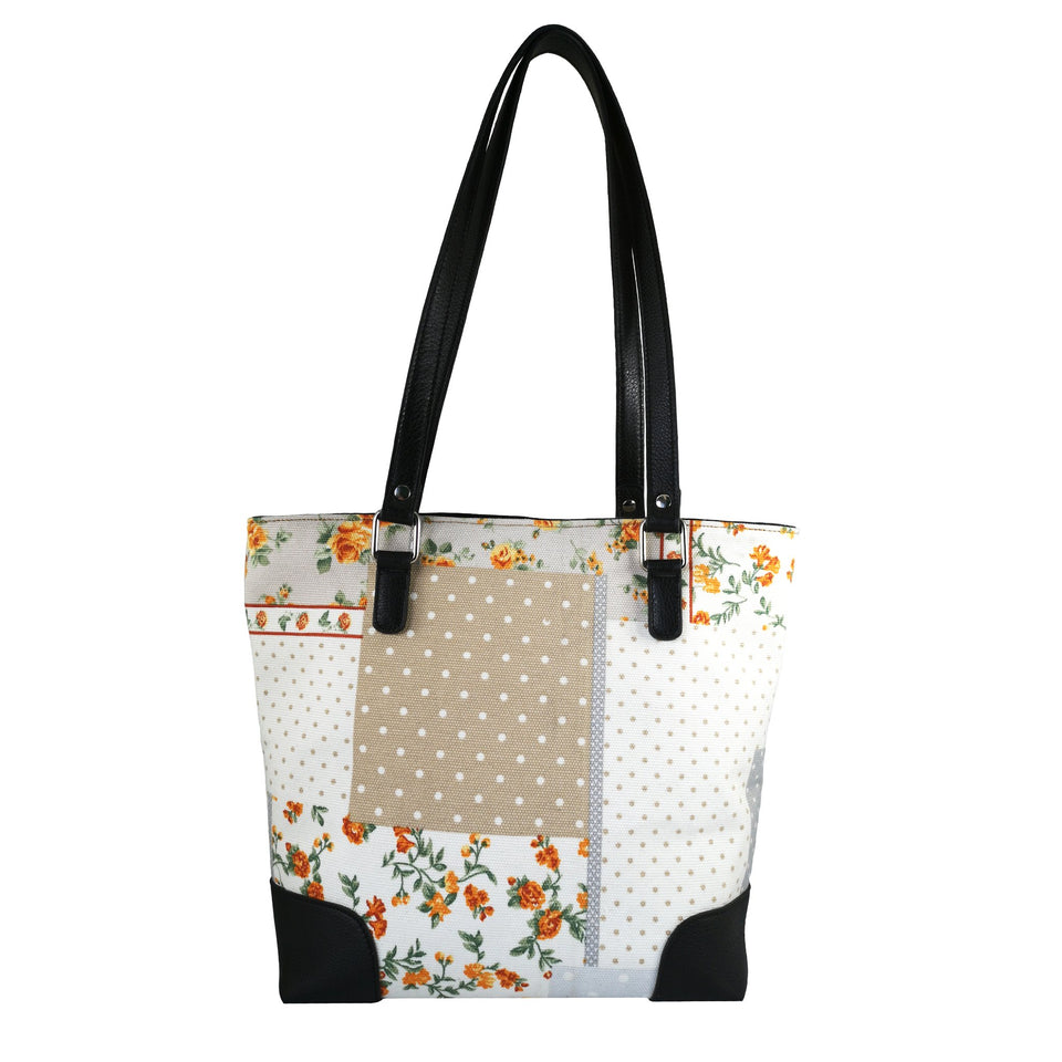 Geanta de Dama din Material Textil si Piele Naturala, Model 5 - Ambrant