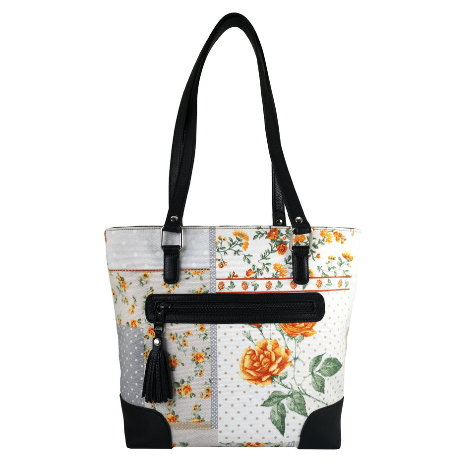 Geanta de Dama din Material Textil si Piele Naturala, Model 6 - Ambrant