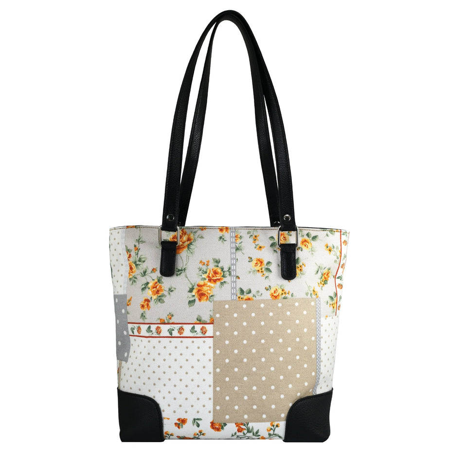 Geanta de Dama din Material Textil si Piele Naturala, Model 6 - Ambrant