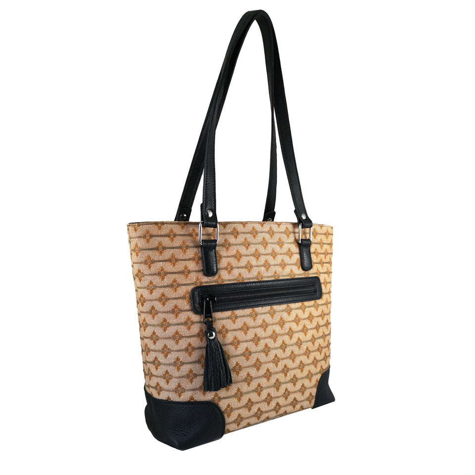 Geanta de Dama din Material Textil si Piele Naturala, Model 7 - Ambrant