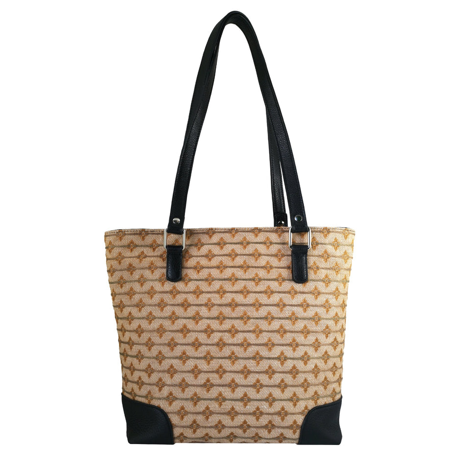 Geanta de Dama din Material Textil si Piele Naturala, Model 7 - Ambrant