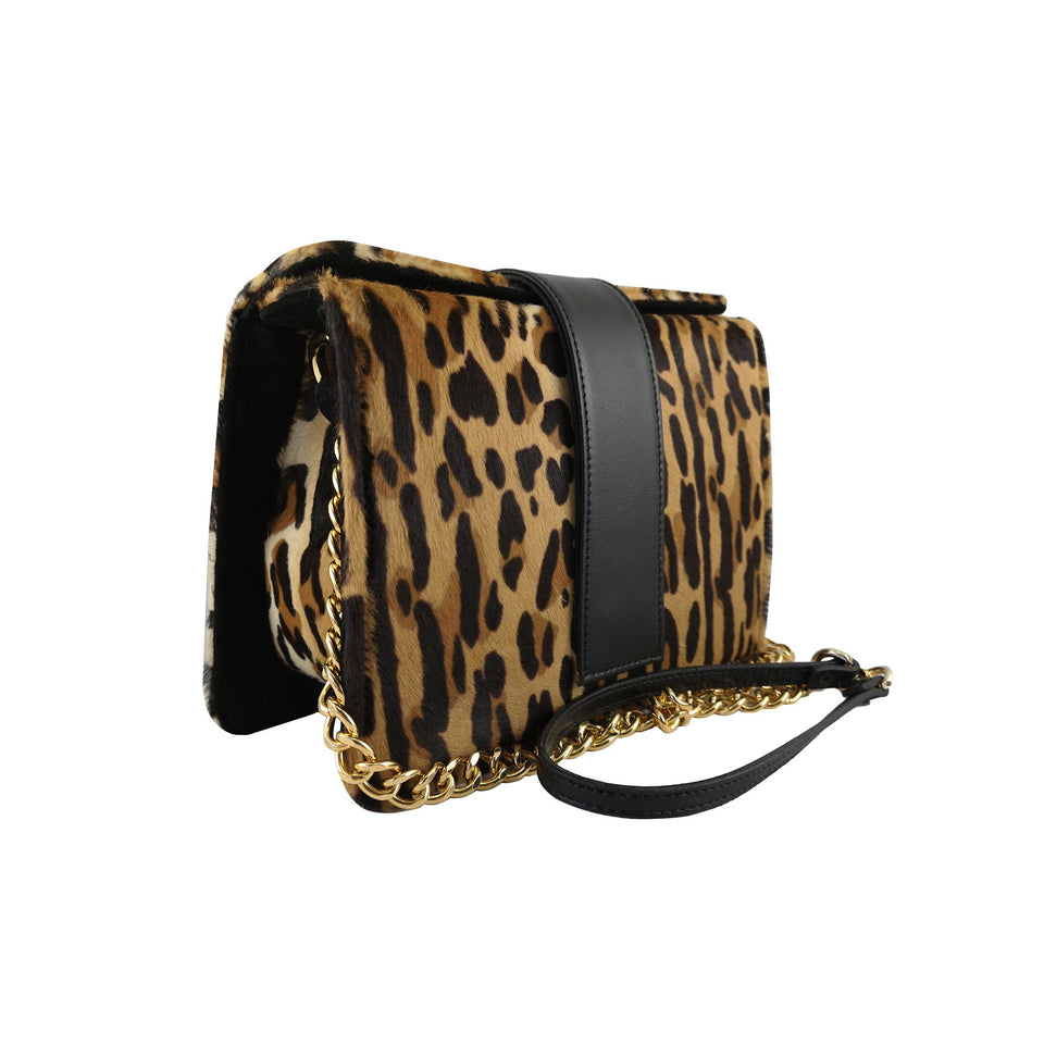 Geanta de Dama din Piele Cavallino, Maro, Animal Print - Ambrant