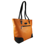 geanta genti dama piele naturala neagra portocalie incapatoare vedere laterala