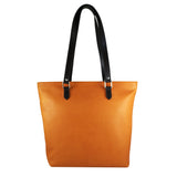 geanta genti dama piele naturala neagra portocalie incapatoare vedere din spate