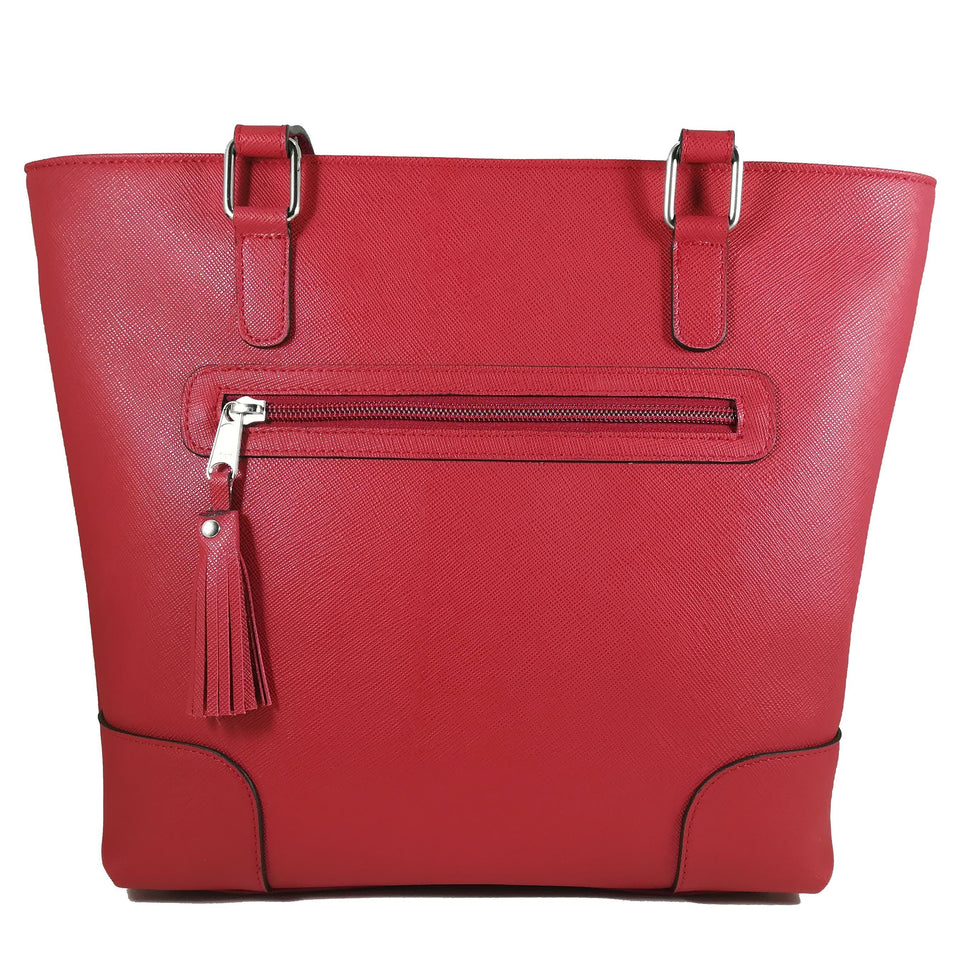 geanta genti dama piele naturala rosie saffiano incapatoare femei fete