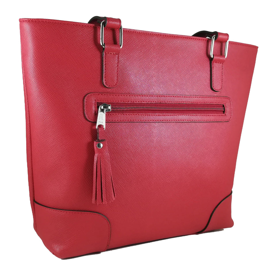 geanta genti dama piele naturala rosie saffiano incapatoare femei fete