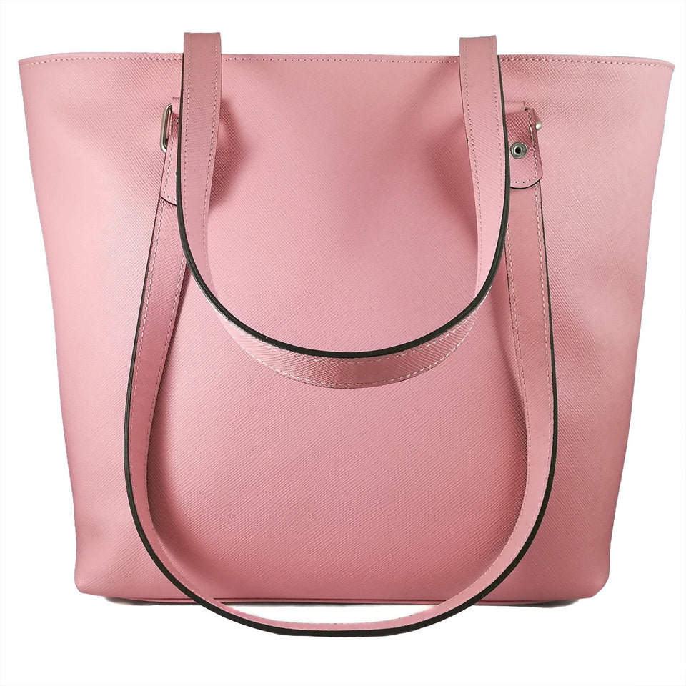 geanta genti dama piele naturala roz saffiano incapatoare femei fete