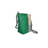 geanta de dama din piele naturala verde bej gri