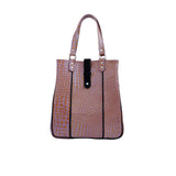 geanta dama de mana maro deschis piele naturala model croco