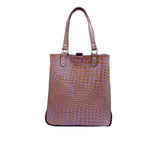 geanta dama de mana maro deschis piele naturala model croco