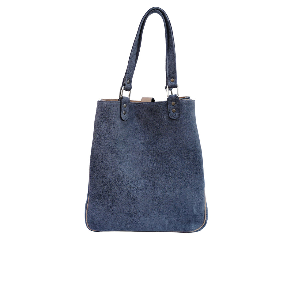 Geanta de Dama din Piele Intoarsa, Ambrant Spice 2, Gri si Maro - Ambrant