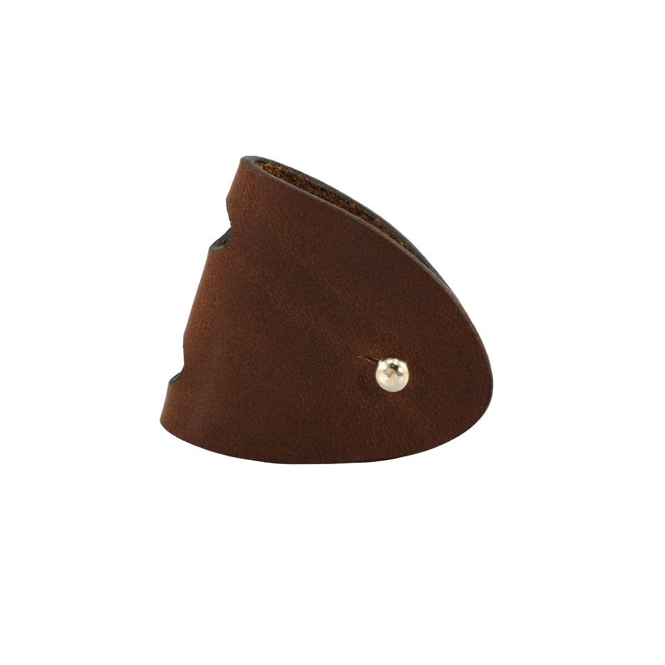 husa casti cu fir maro piele naturala