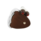 husa casti cu fir maro piele naturala