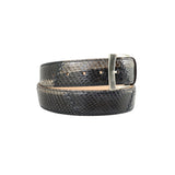 Curea Unisex din Piele de Sarpe, 107-122 cm, Negru si Maro Deschis - Ambrant