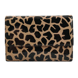 portofel de dama din piele lacuita maro si negru vedere din fata