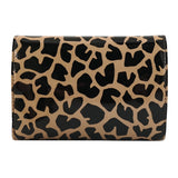 portofel de dama din piele lacuita maro si negru vedere din spate