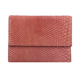 portofel dama piele de sarpe roz vedere din fata