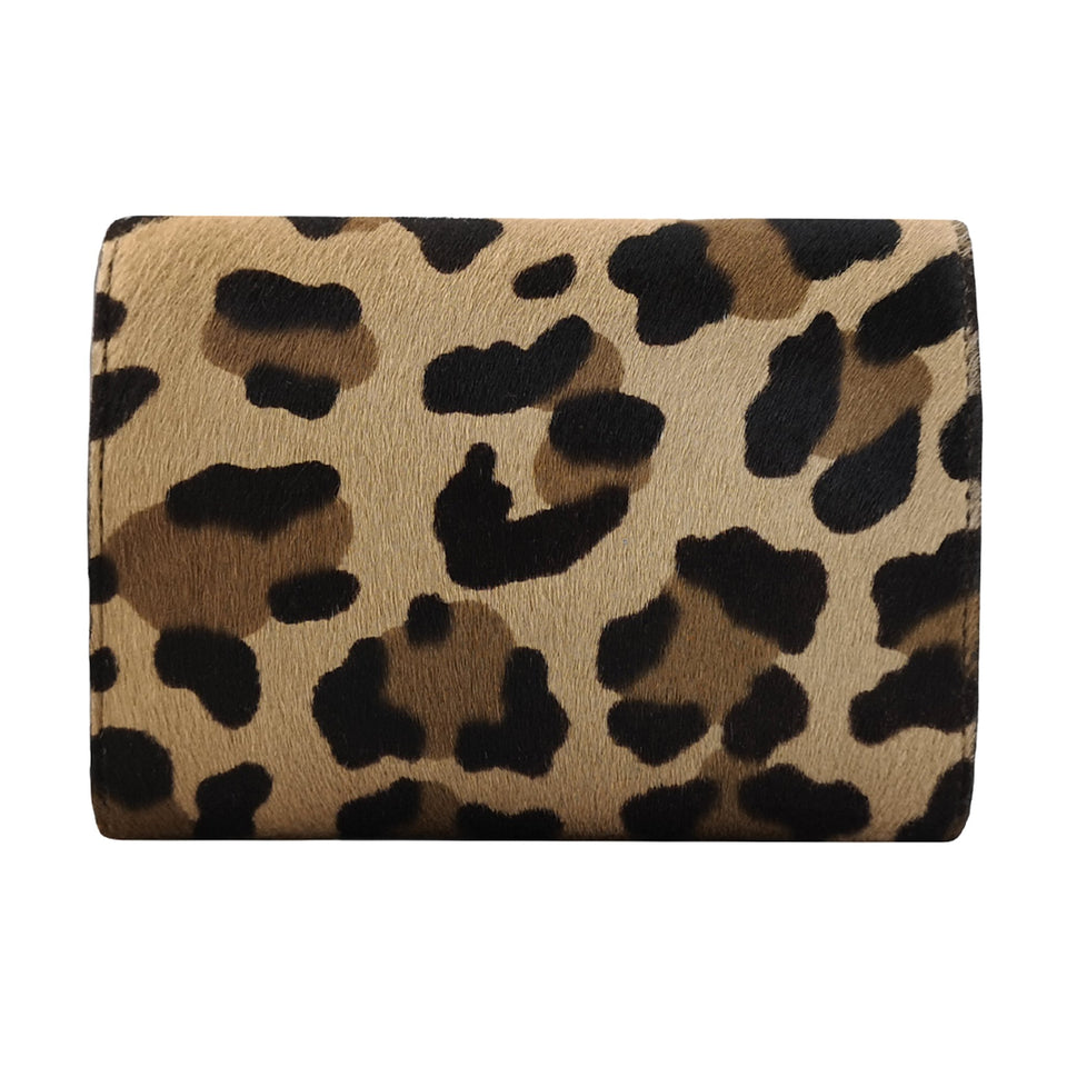 portofel animal print maro de dama piele naturala