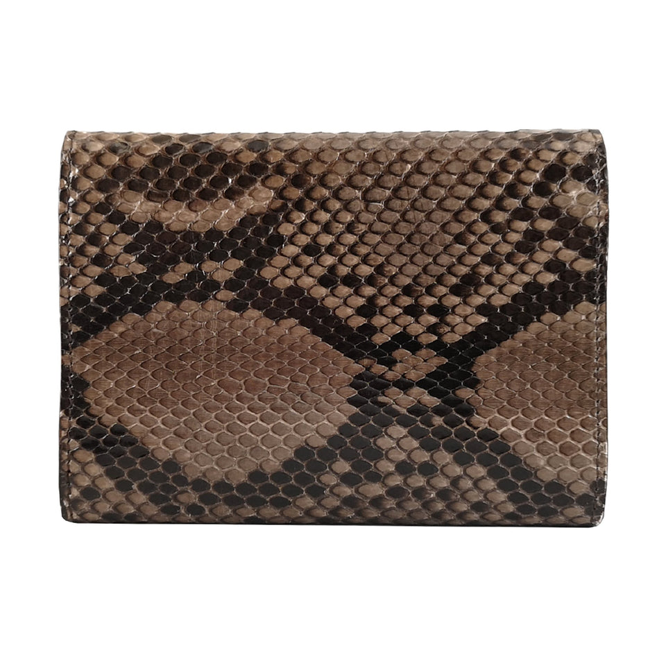 portofel dama gri si maroniu piele naturala de sarpe