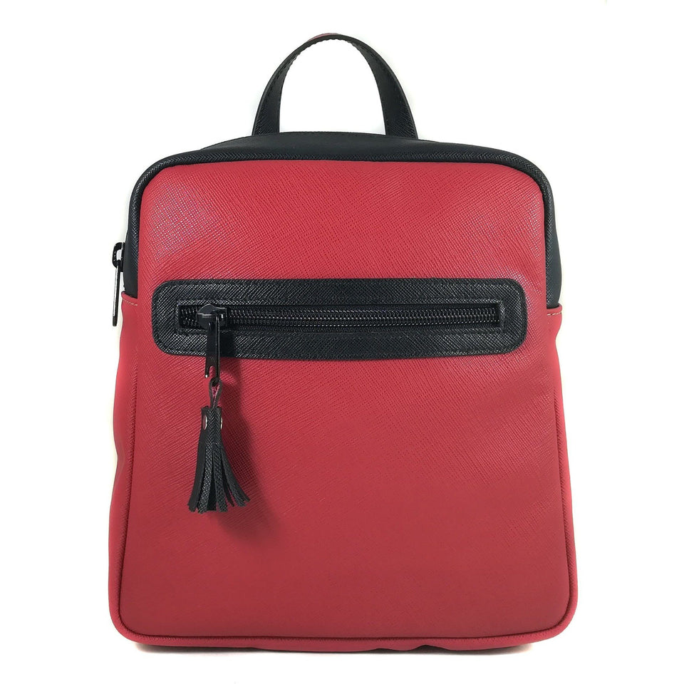 rucsac rucsacuri dama femei fete rosu rosie negru neagra piele naturala buzunare