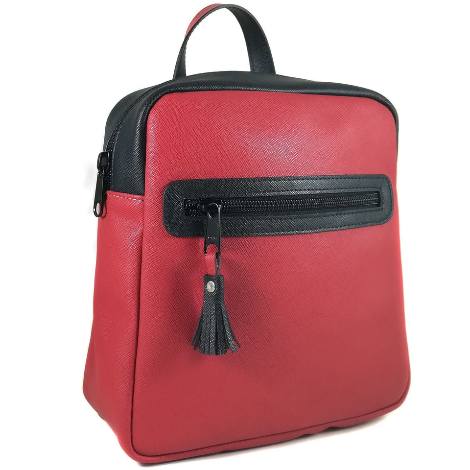 rucsac rucsacuri dama femei fete rosu rosie negru neagra piele naturala buzunare