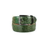 curea unisex piele de crocodil verde vedere din fata